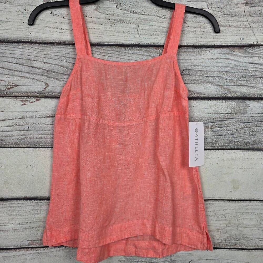 Athleta Voyager Linen Tank Coral Pink Adjustable Strap XS - Picture 2 of 8